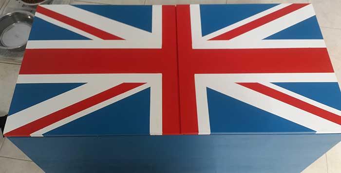 doors closed with the UK flag painted