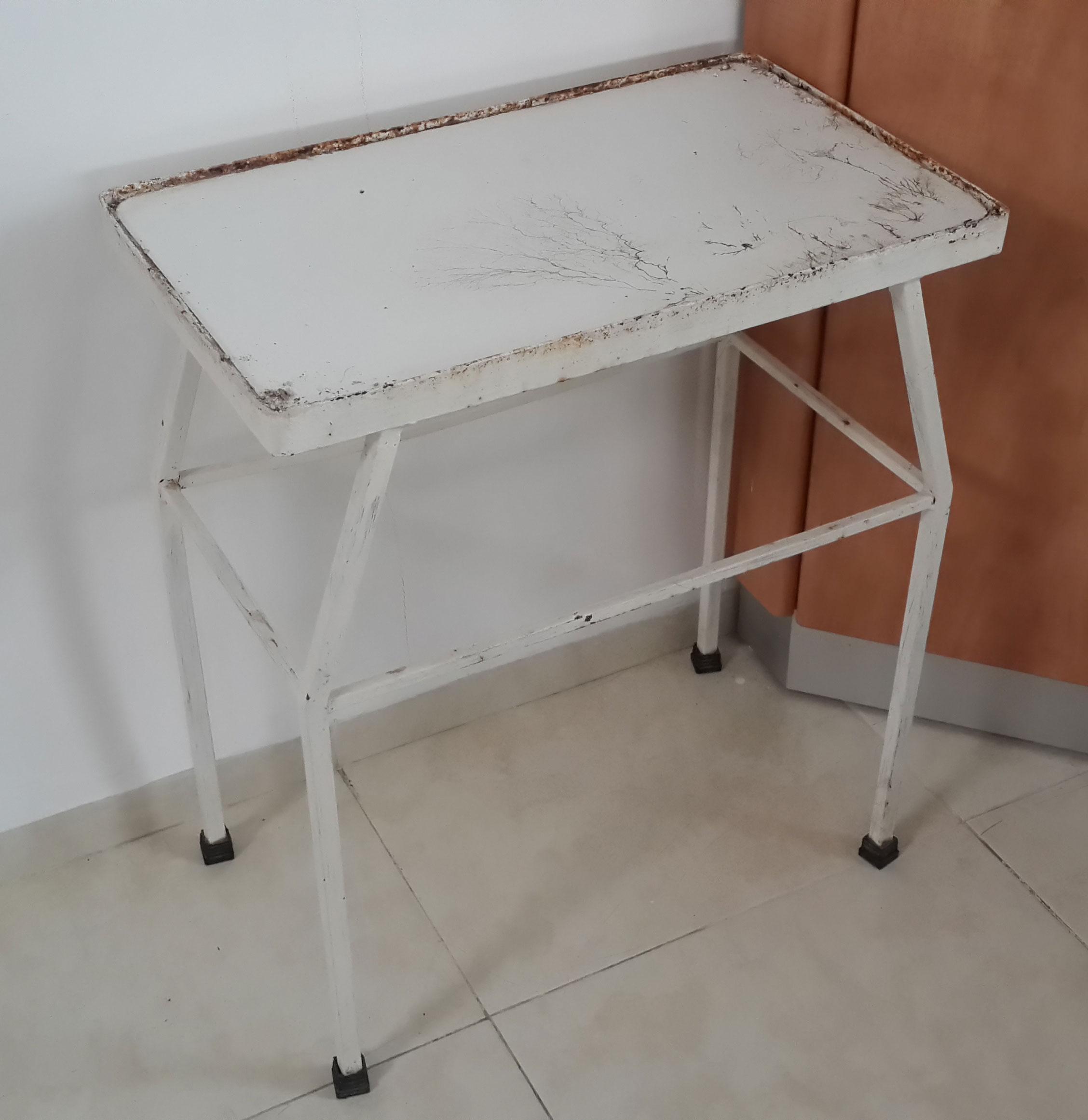 View of empty iron tea table