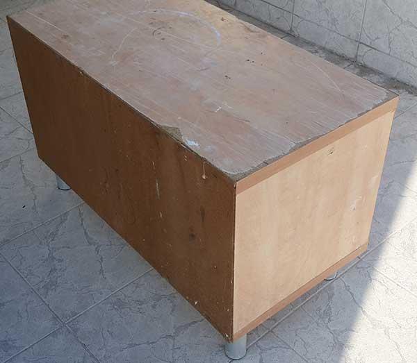 View of empty iron tea table