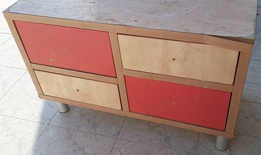 View of empty iron tea table