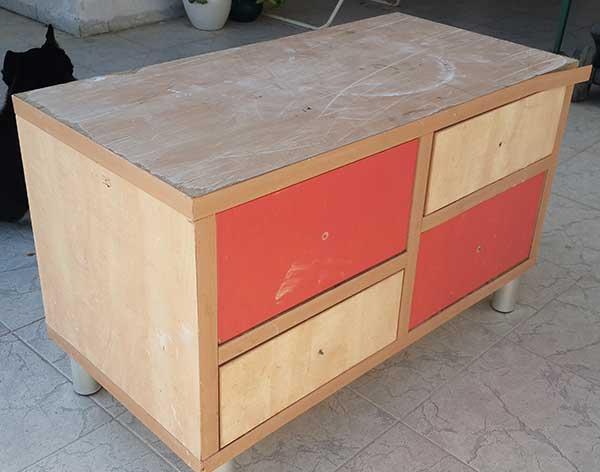 View of empty iron tea table